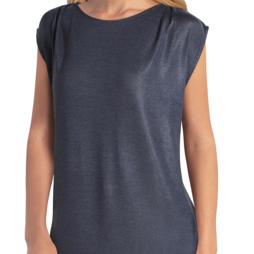H Halston Pleated Neck Top
